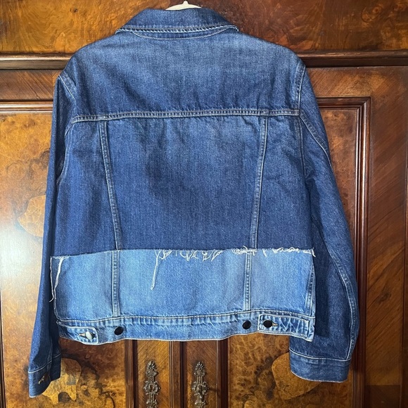NWOT Frame- Reconstructed Denim Jacket. Size L - Picture 7 of 13